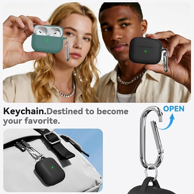Ljusmicker for AirPods Pro Case Cover with Cleaner Kit,Soft Silicone Protective Cover for Apple AirPod Pro 2nd/1st Generation Case for Women Men,AirPods Pro 2/Pro Case Accessories with Keychain-Black | Cleaner Kit, Soft Silicone, Protective Case, for W...
