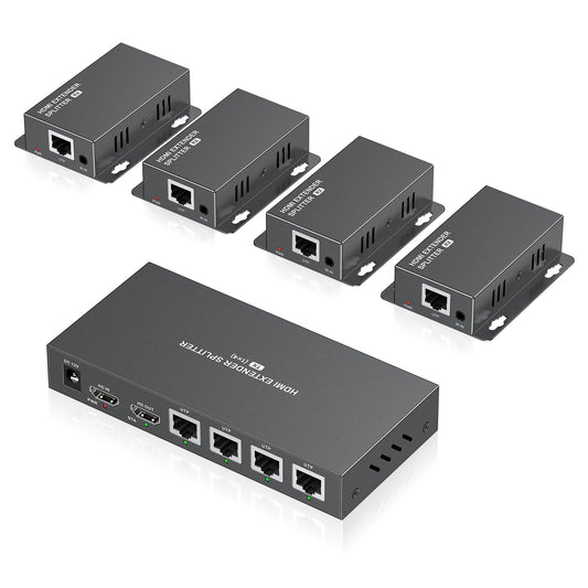 4K 1x4 HDMI Extender Splitter 1 in 4 Out Over CAT6/7 Ethernet Cable