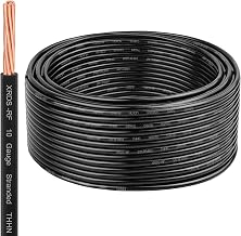 XRDS -RF 10 AWG 50FT THHN Stranded Wire – Nylon Insulated Pure Copper Cable for Indoor Branch Circuits – Black – 600V Rated