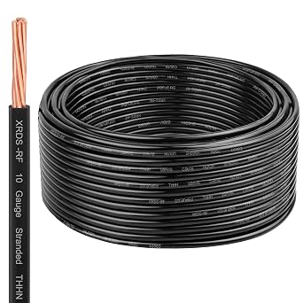 XRDS -RF 10 AWG 50FT THHN Stranded Wire – Nylon Insulated Pure Copper Cable for Indoor Branch Circuits – Black – 600V Rated