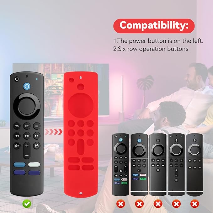 Silicone Remote Cases for Fire TV Stick 4K Max / 4K Max 2nd / Toshiba/Insignia/Pioneer/Omni Series Fire TV Alexa Voice Remote Enhanced w/Lanyard (1 Pc, Red, NOT Glow)