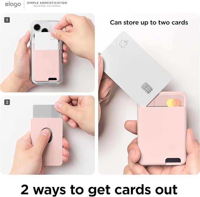 elago Magnetic Wallet Card Holder 2-Cards Compatible with MagSafe for iPhone - Secure Phone Wallet, Long Last Silicone, Scratch and Damage Protection