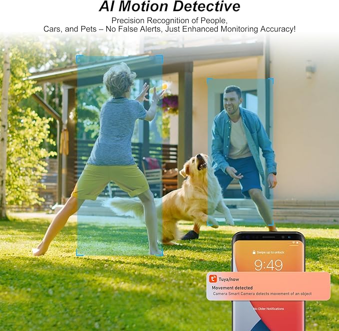 5G Security Camera Outdoor Wireless WiFi, 5G Solar Security Camera for Home Security, AI Motion Detection, Color Night Vision, SD Card/Cloud Storage, Waterproof, Compatible with Alexa/Google Home