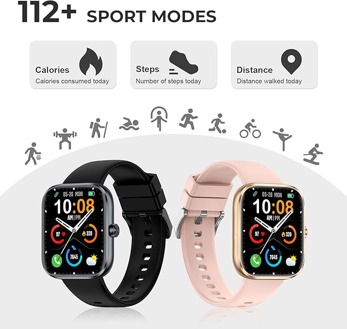Fitness Tracker (Answer/Make Call)，Smart Watch 24/7 Heart Rate Spo2 Blood Pressure Monitor Sleep Tracker, 120 Sports Modes Pedometer Calorie Step Tracker, Waterproof Activity Tracker for Women Men
