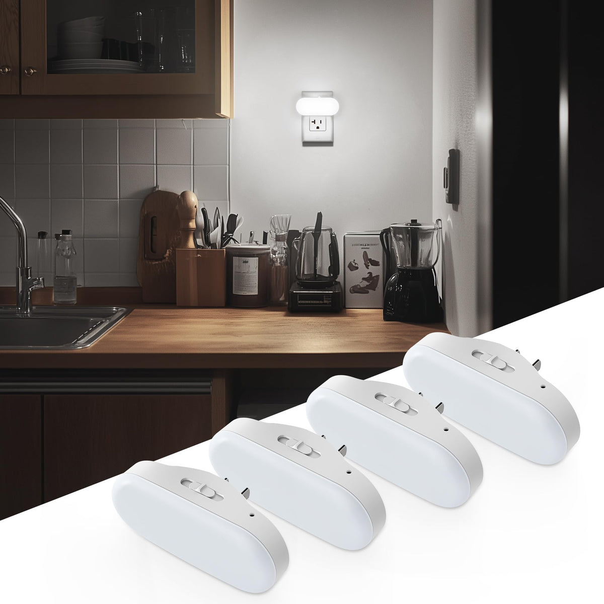 DORESshop Night Lights Plug into Wall,Daylight White Night Light,4 Pack