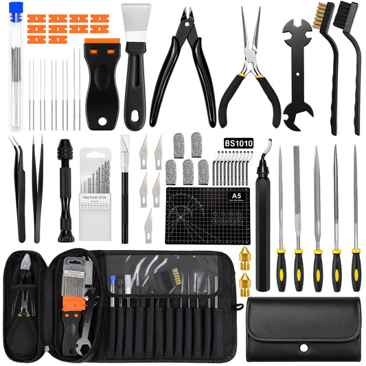 77 PCS 3D Printer Tool Kit with Storage Case,3D Printing Tools Set with Nozzle Cleaning Kit,Deburring Tool,Filament Cutter,Scraper and Accessories for Maintenance,Print Cleaning,Repair and Finishing