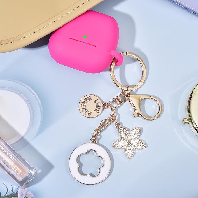 Case Compatible With Apple Airpods 4 - VISOOM Airpods 4 Cases 2024 Cover Women Anti-Drop Silicone iPods 4 Earbuds Wireless Accessorie Charging Cases Girl Bling Keychain for Airpod Ipods 4th Generation