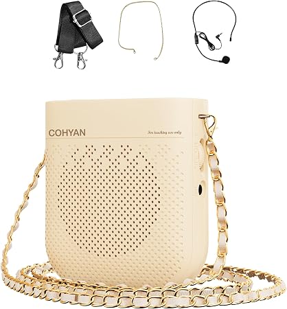 Voice Amplifier for Teachers, Portable Bluetooth Wired Microphone & Speaker, Rechargeable Bullhorn Megaphone for Classroom, Meetings, Yoga, Training, Tour Guides K3 (Skin Tone)