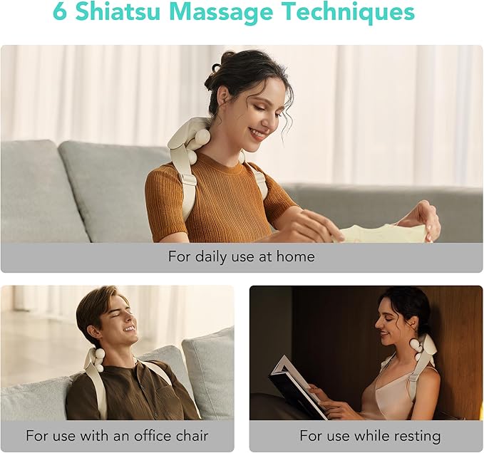SKG Neck Massager for Pain Relief Deep Tissue Cordless Shiatsu Neck and Shoulder Massger with Heat HS500 Christmas Gifts for Men and Women Dad Mom Grandpa
