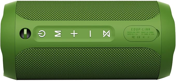 EDUPLINK Bluetooth Speaker IPX7 Waterproof Wireless Speaker with Bass 20H Playtime TWS Stereo Pairing Portable Outdoor Speakers for Beach Camping Travel Gifts for Men Women Girls Boys Teens Green