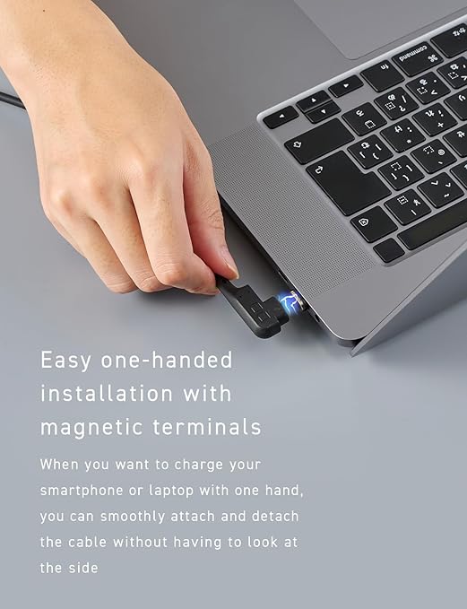 CIO Magnetic Silicone Cable, 100 W, USB, Type-C Magnet, Removal, Waterproof Standard, IPX5 Compatible, iPhone 15, Type C Cable (Black, 3.3 ft (1 m)