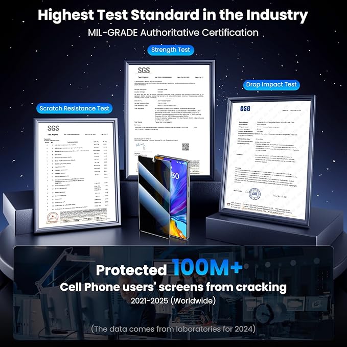 Uyiton UnBreak-Glass for Samsung Galaxy S25 Ultra Privacy Screen Protector, [Ultrasonic Fingerprint Support][Auto-Alignment Frame] Scratch-Resistant Bubble-Free S25 Ultra Tempered Glass Screen-2 Pack