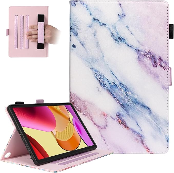 Dteck for Amazon Fire Max 11 Tablet Case 11" (13th Generation) 2023, PU Leather Shell TPU Back Cover Fold Stand Case with Auto Sleep Wake, Adjustable Viewing Angles, Cute Folio Slim Case, White Marble