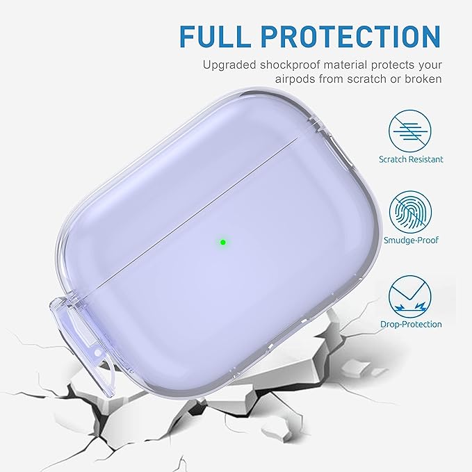 Valkit Compatible Airpods Pro 2 Case Clear with Lock, Shockproof AirPods Pro 2nd/1st Generation Case Soft Transparent Protective Cover with Lanyard iPods Pro 2 Skin for Airpods Pro 2nd/1st Gen
