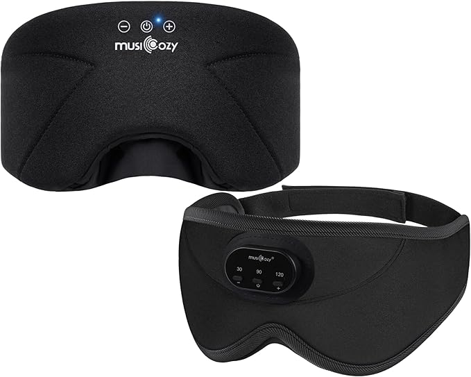 MUSICOZY Bluetooth 5.4 Sleep Headphones Bundle, Washable Zipper Sleep Mask with HD Stereo Speakers + 3D Eye Mask with Smart Timer, Wireless Music Headphones for Side Sleepers, Travel, Relaxation
