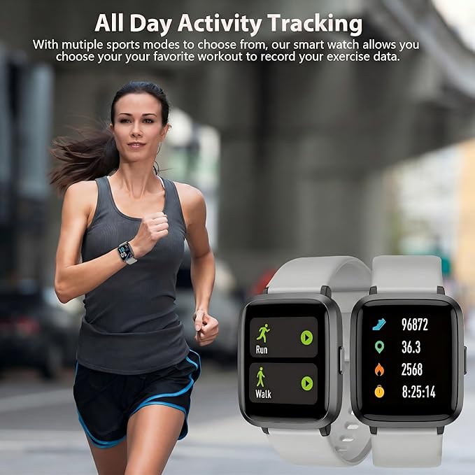Fitness Tracker, Fitness Watch with Blood Oxygen, Heart Rate Monitor, Steps Calories Counter, Sleep Monitor, Pedometer IP68 Waterproof, Smart Watch for Android iPhones