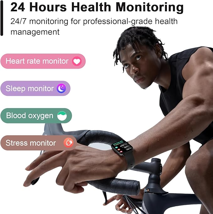 Smart Fitness Tracker Watch with Heart Rate Monitor, Activity Tracker with Pedometer, Sleep Monitor, Calories & Step Counter, Waterproof Smart Watch for Women Men Fitness Watch for Sports (Black)