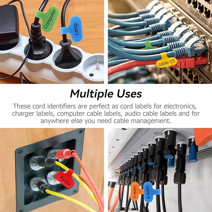 30 PCS Multi-Color Write On Wire Labels for Cable Management and Identification