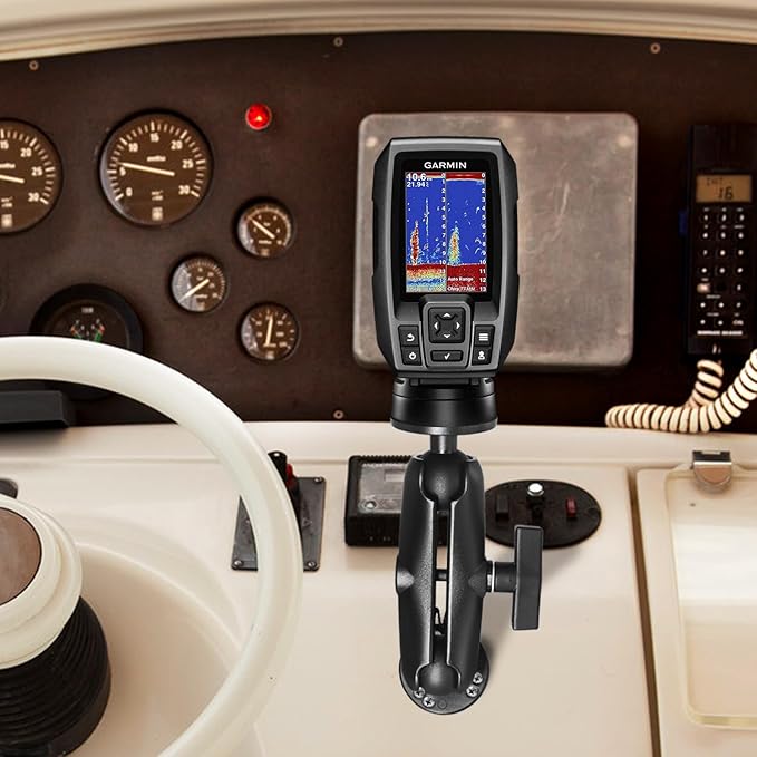 Aluminum 1.5" Double Ball Mount with Two AMPS Round Plates, Tablet, Fish Finder Mount, Double Socket Arm with 1.5 inches / 38mm / C Size Ball, Compatible with RAM, Arkon, iBolt and More