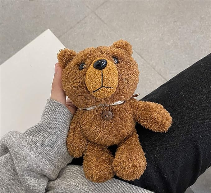 Yatchen Plush Case Compatible with AirPods Pro, Cute 3D Cartoon Fur Bear Design Funny AirPods Cover with Keychain, Protective Case for AirPods Pro Bear Brown