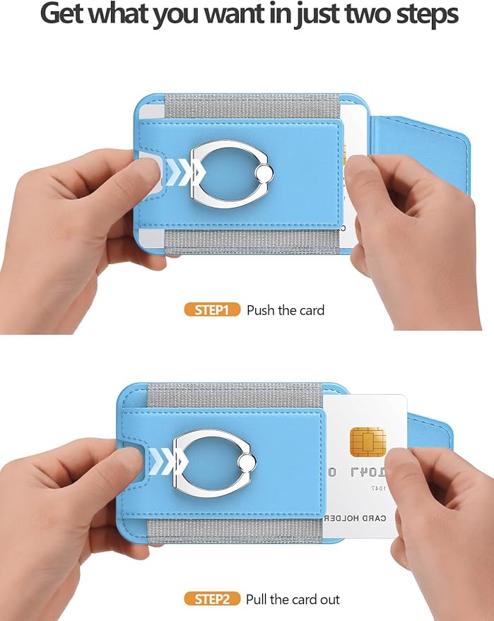 For Magsafe Wallet with Grip, 6-Card Holder, Stronger Magnetic Card Wallet Holder for iPhone 17/16/15, iPhone 14/13/12 Series, Leather Magnetic Phone Wallet with Privacy Flap, RFID Blocking, Sky Blue