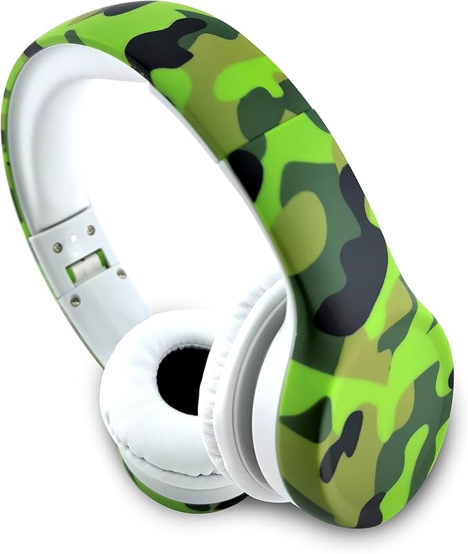Kids Headphones with Cord, Toddler Headphones with Sharing Function, 85dB/93dB Safe Volume Limit, for Toddler Children Baby Boys Girls On-line Study, School, Travel use (camo Green)