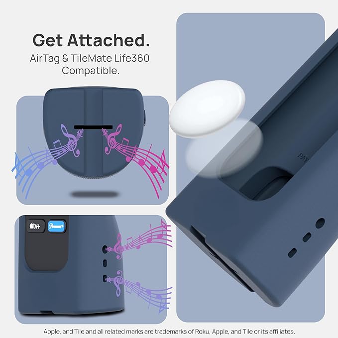 GripStand™ Roku Voice Remote Cover: Stand Up Design, Enhanced Grip, Silicone Case: Fits TV Streaming Stick Plus 2025 4K/HD/HDR, Compatible with AirTag and TileMate, Slate Ocean by 73&Sunny