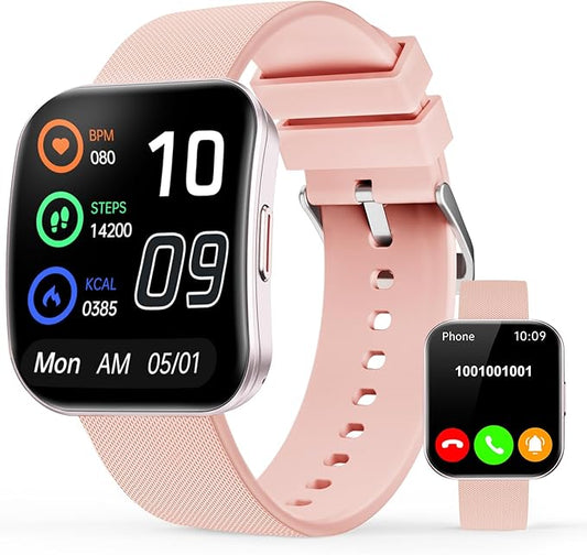 Smart Watch for Men Women, Bluetooth Calls, AI Dial,AI Q&A,1.85" HD AMOLED Curved Display Fitness Watch with Heart Rate/SpO2/Stress Monitor, Pedometer,110+ Sports Waterproof IP68 Smartwatch, Beige