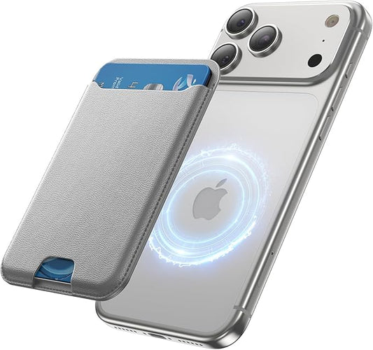 for MagSafe Wallet, 3 Cards Holder, Slim Magnetic Phone Wallet for iPhone 17/16/15/14/13/12 Pro Max Plus Air Series,RFID Blocking Vegan Leather,Grey