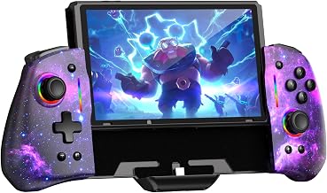 NexiGo Hall Effect Gripcon (No Drift, No Deadzone) with Hall Sensing Joystick for Switch/Switch OLED, Adjustable RGB Light, 6-Axis Gyro, Turbo, Mapping (Cosmic Nebula) - Image 1