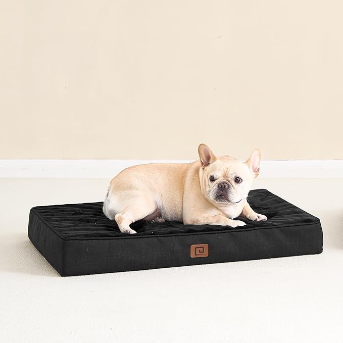 EHEYCIGA Memory Foam Dog Bed Orthopedic 30"x20"，Waterproof Pet Bed for Medium Dogs ，Washable Pet Mat with Removable Cover, Black