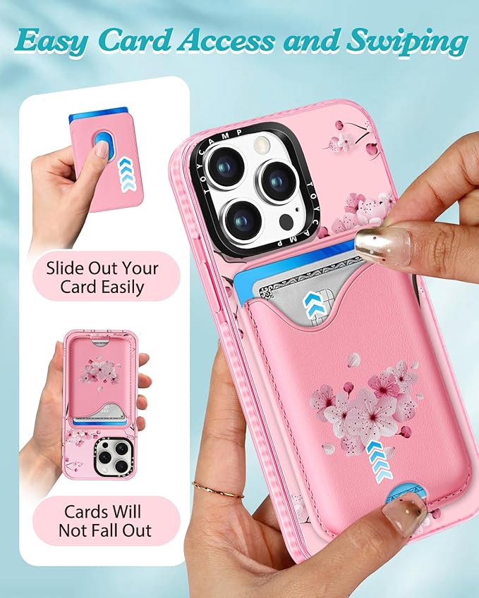 Toycamp for iPhone 14 Pro Max Case - Compatible with Magsafe Credit Card Holder Wallet Magnetic Cute Women Teen Girls Kawaii Girly Unique Flower Design Phone Cover for iPhone 14 Promax