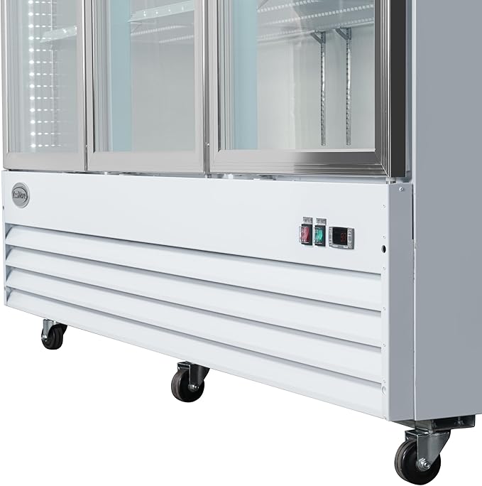 KoolMore MDF-3GD-52C-WH 80 in. Commercial Three Glass Door Display Upright Freezer Merchandiser in White 52 Cu. Ft