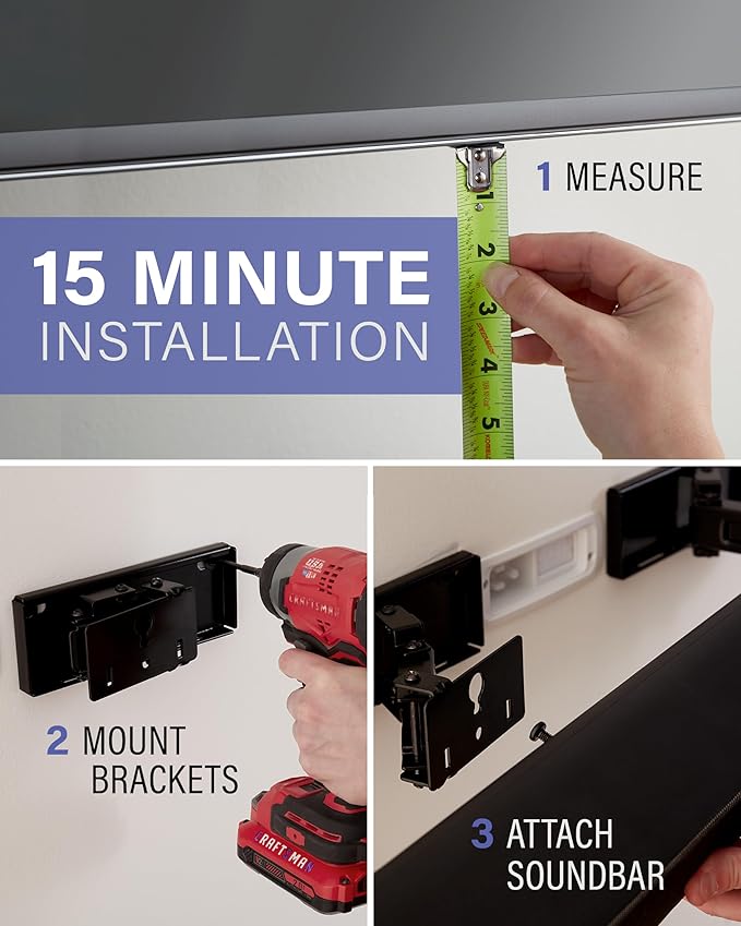 Sanus Universal Extendable Soundbar Wall Mount - Compatible with Most Soundbars, Under TV Speaker Mounts for an Easy & Secure Installation of Your Soundbar