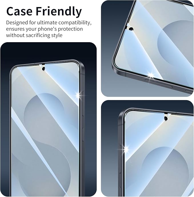 3*Screen Protector for Samsung Galaxy S24/S25 with a Installation Alignment Aid, Double Shatterproof HD Tempered Glass Film, Impact-Protection [9H Hardness][Anti-Shatter][Anti-Scratch]
