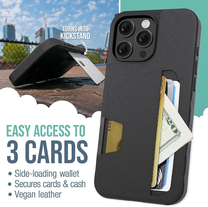 Smartish® iPhone 16 Pro Max Wallet Case - Wallet Slayer Vol 2 [Slim + Protective] Credit Card Holder w/Kickstand - Drop Tested Hidden Card Slot Cover for Apple iPhone 16 Pro Max - Custom Prints