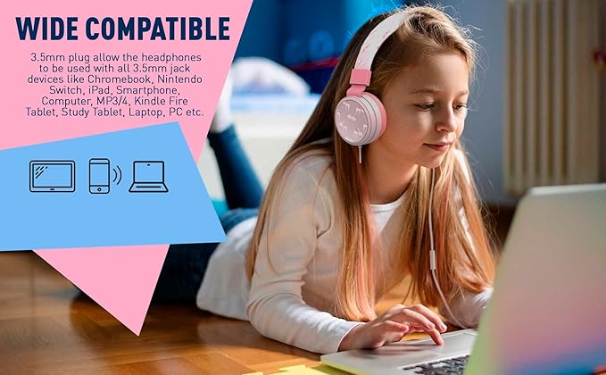 Gabba Goods Kids Safe Headphones, Foldable Tangle-Free 3.5mm Jack, Volume Limiting 85/94dB, Over-Ear with Microphone for School/Toddlers/Teens/Boys/Girls/Ipad/Tablet/Kindle/Phones/Travel/Plane