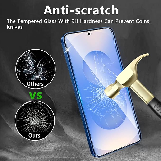 3 Pack Screen Protector Designed for Galaxy S25 Plus with 3 Pack Tempered Glass Camera Lens Protector,Ultra HD Clear,9H Hardness,Easy Install - Case Friendly,Scratch Resistant