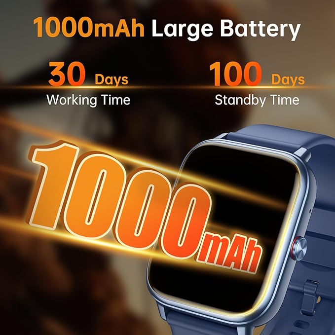 Smart Watch for Men Women, Fitness Tracker (Answer/Make Call), 1000 mAh Battery, 120+ Sport Modes, Step Counter/Sleep Monitor Fitness Watch, Smartwatch for Android/iPhone (Deep Blue)
