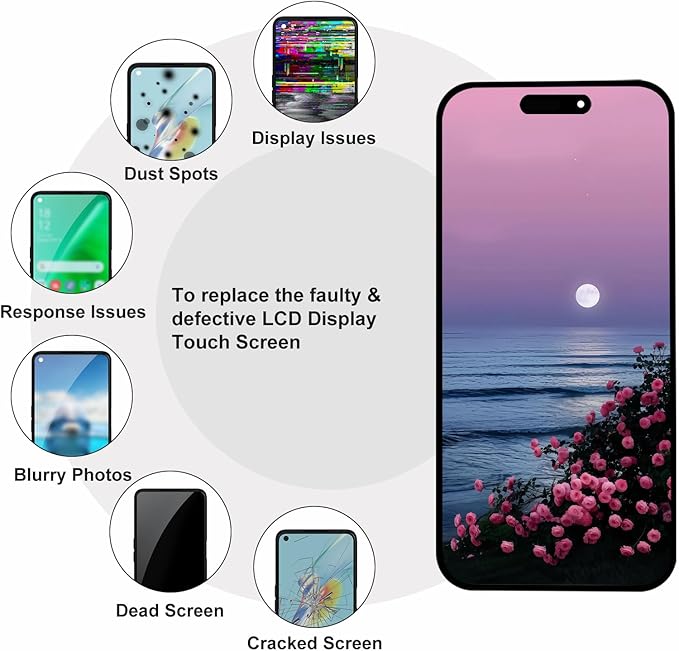 Replacement Screen for iPhone 16 Pro Max LCD FHD COF Retina Display Digitizer with Total Repair Tool Kits, Screen Protector, Waterproof Tape