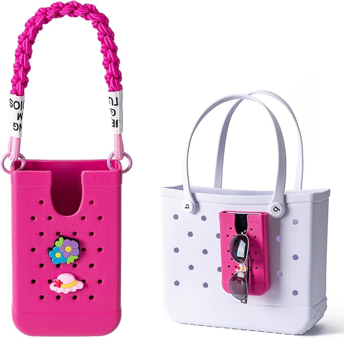 Phone Holder for Bogg Bags, Cell Phone Case Holder Compatible with All Bogg Bags, Phone Holder Accessories for Beach Tote Bags (Hot Pink)