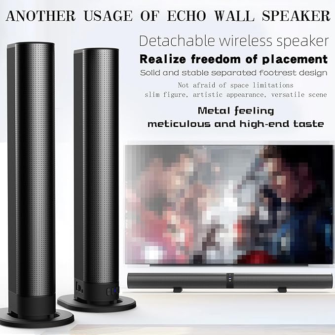 Docooler TV Sound Bar, Sound Bars for Smart Tv, 29.3 Inch 40W Surround Sound System for TV, Bluetooth Detachable TV Soundbar with Optical/AUX/USB Connection, TV Speakers Soundbar for Home