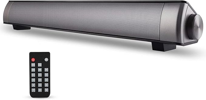 TOPROAD Sound Bar | Soundbar Wired and Wireless Bluetooth 5.0 Speaker | Built in Mic | for Cell Phone/Tablet/Projector and Support TV with AUX/RCA Output