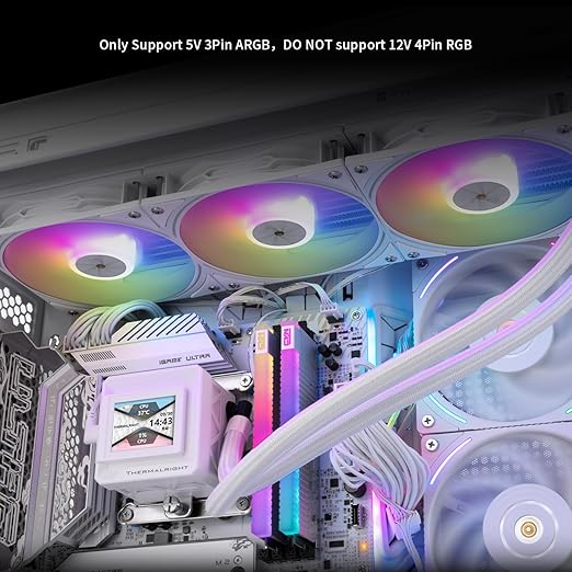 Thermalright FW 360 SE ARGB White-AIO CPU Liquid Cooler,IPS LCD Screen with 320 * 240 Resolution,for AM4/AM5,Intel LGA1700/1851,2-inch Magnet-Absorbent LCD Screen for Images-White,PC CPU Water Cooler