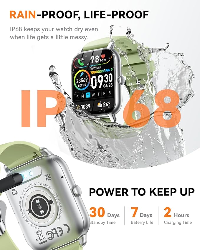 Smart Watches for Men Women(Answer/Make Call), Fitness Tracker Watch with Activity Counter/Sleep Monitor/ 110+ Sports Modes,Smart Watch for Android iPhone iOS Compatible (Green, 1.83)