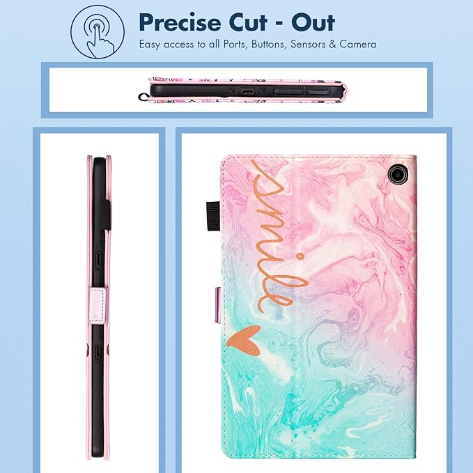 Dteck for Amazon Fire Max 11 Tablet Case 11" (13th Gen) 2023, PU Leather Shell TPU Back Cover Folio Slim Case, Auto Sleep Wake with Fold Stand, Adjustable Viewing Angles, Pink Green