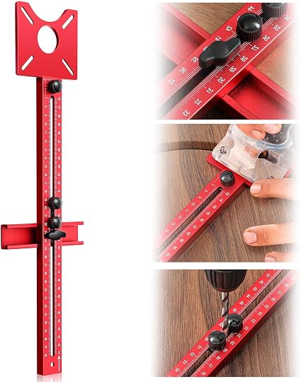 MorningRo 4 in 1 Router Milling Groove Bracket Aluminum Alloy Router Circle Cutting Jig Adjustable Circle Cutting Guide Cabinet Hardware Multifunctional Jig Suitable for Woodworking(Common)