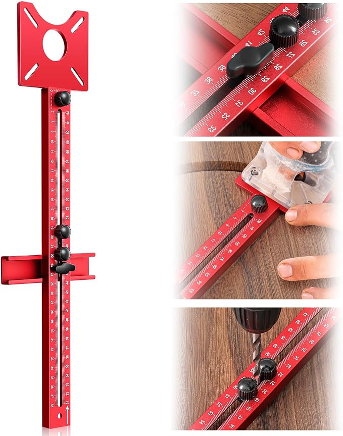 MorningRo 4 in 1 Router Milling Groove Bracket Aluminum Alloy Router Circle Cutting Jig Adjustable Circle Cutting Guide Cabinet Hardware Multifunctional Jig Suitable for Woodworking(Common)