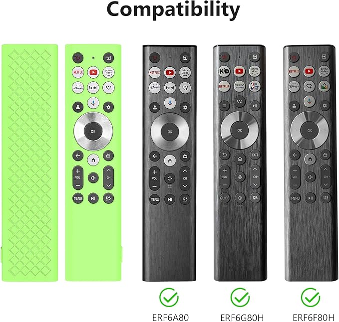 LEFXMOPHY Glow Cover for ERF6A80 ERF6G80H ERF6F80H Voice Remote for Hisense U6 U7 U8 U9 Series 4K Smart TV 2024 Green Silicone Case - Lime Green