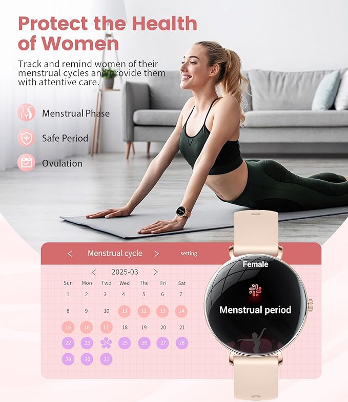 LIGE Ultra-Thin Smart Watch for Women(Answer/Make Calls),1.43" Always-on Display Smart Watch with Heart Rate,Clories Tracker 100+ Sports Modes, Women Smartwatch for Android iOS (2 Straps)